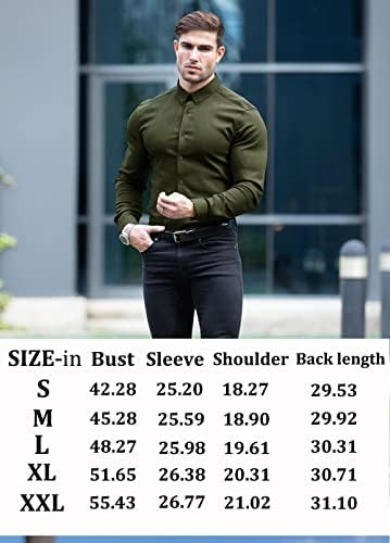 URRU erkek Kas Elbise Gömlek Slim Fit Streç Uzun ve Kısa Kollu Casual Düğme Aşağı Gömlek