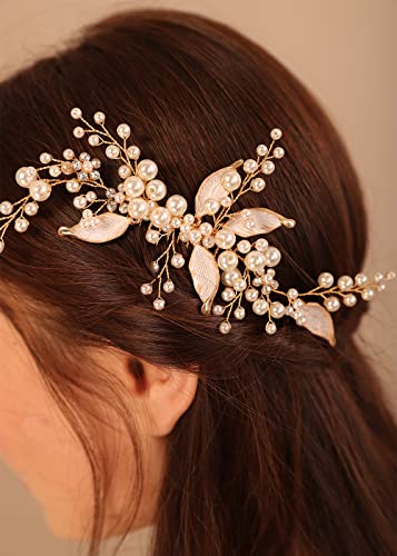 Kercısbeauty Inci ve Yapraklar Boho Saç Tarak Parçası Düğün Gelinler Kadınlar ve Kızlar saç takı Vintage El Yapımı saç parçası