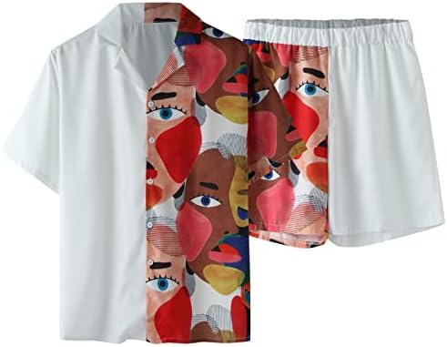 Kollu Bahar Yaka Kırpılmış Kısa Üst ve Erkekler Set Grafik Şort Gömlek Yaz Baskı ve Erkek Yelek Takım Elbise Pantolon ile