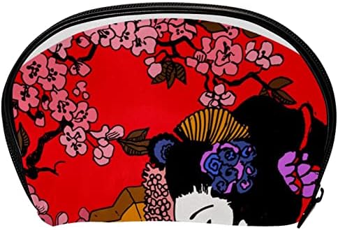 Küçük Makyaj Çantası, Fermuarlı Kese Seyahat kozmetik düzenleyici Kadınlar ve Kızlar için, Japon Kız Çiçeği Sakura Vintage