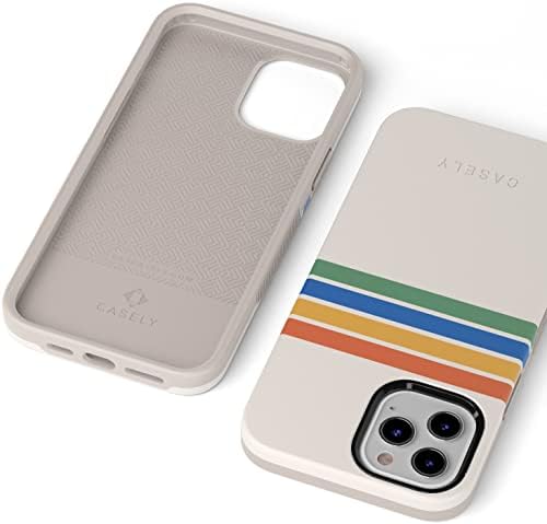 Casely iPhone 12/12 Pro Telefon Kılıfı / Gökkuşağı Çizgili Renk Blok Durumda Telefonunuz için 360 Derece Kapsama / Hassas