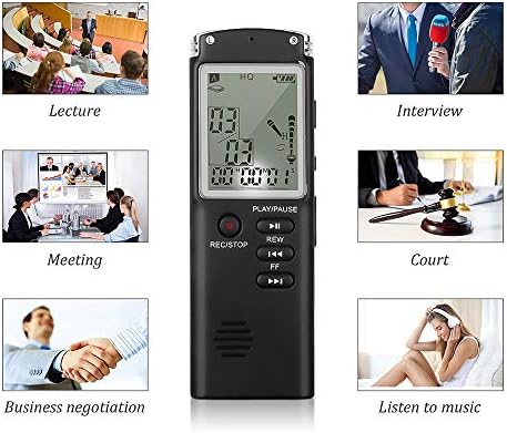 Dijital Ses Aktif Kaydedici - 18 Saat Ses Ses Kaydedici Kayıt Cihazı Oynatma,MP3 Çalar,Değişken Hız (16 GB)