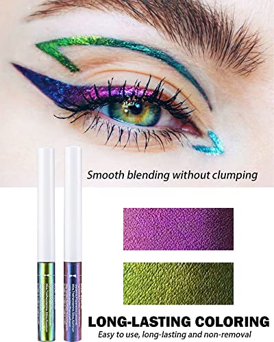 Bukalemun Glitter Eyeliner Sıvı, Pembe Mor Metalik Saten Yüksek Pigmentli Renk Çok Yansıtıcı Kaplama Glitter Göz Kalemi Göz