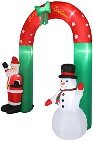 Noel şişme 8ft kemer dekorasyonu, Noel Baba ve kardan adam, ışıklar