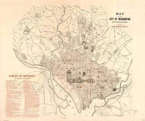 1893 Haritası| Washington Şehri ve çevresi Haritası| Columbia Bölgesi / Gerçek Halkla İlişkiler