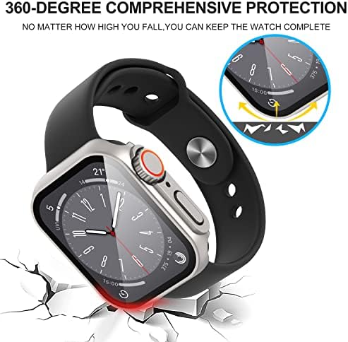 Apple Watch 44mm Ekran Koruyucu Kılıf için Suoman, Ultra ince temperli cam Benzersiz tasarım Tam Kapsama Kılıfı, iWatch serisi