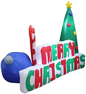 İki Noel partisi süslemeleri paketi, 6 ayak boyunda şişme doğum sahnesi ve 6 ayak boyunda şişme mutlu Noeller ağacı, baston
