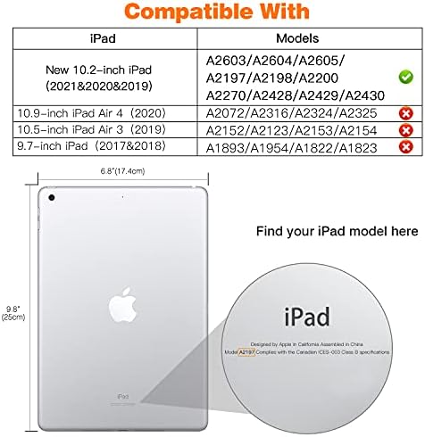 MoKo iPad kılıfı 10.2 iPad 9th Nesil 2021 / iPad 8th Nesil 2020 / iPad 7th Nesil 2019, ince Standı Sert Arka Kabuk akıllı