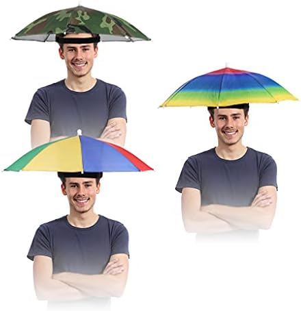 3 Paket Balıkçılık Şemsiye Şapka, Elastik Bantlı Baş Şemsiyesi, Balıkçılık Bahçe Kamp Açık Hava Etkinlikleri için Ayarlanabilir