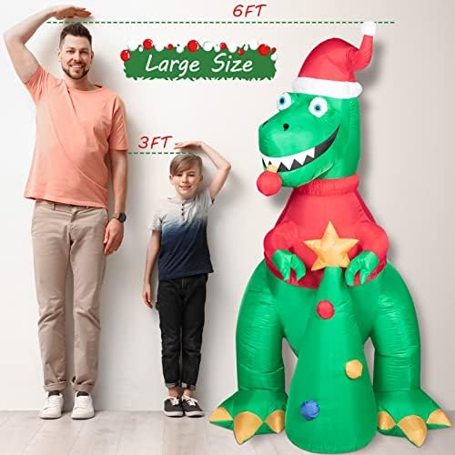 2 Ren geyiği ve dinozor ile kızak üzerinde Decorlife uzun şişme Santa Noel şişme, Noel havaya uçurmak bahçe süsleri Çim,