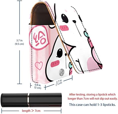 ORYUEKAN Ruj Kılıfı Ayna ile Sevimli Taşınabilir Makyaj Çantası kozmetik torbası, Karikatür Hayvan Tavşan Pembe Havuç