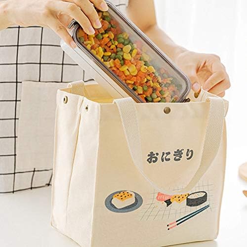 Cabilock Öğle Yemeği Çantası Japon Tarzı Bento Öğle Taşıma Çantaları Termal yemek taşıma çantası Çanta Tuval alışveriş çantası