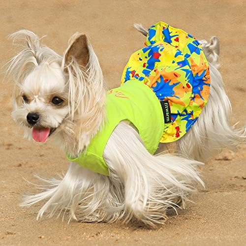 Fitwarm Köpek Hawaiian Elbise, Yaz Köpek Giysileri Küçük Köpekler için Kız, Pet Plaj Luau Kıyafet, Kedi Kostüm, Neon Sarı,