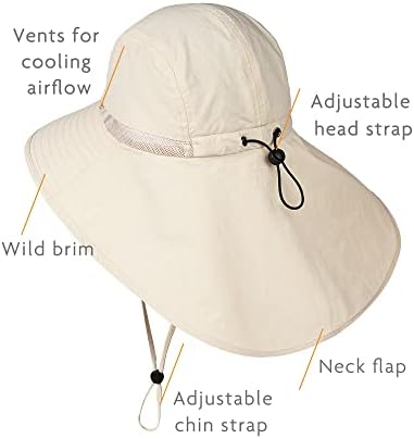 Camptrace Geniş Ağız Yürüyüş Şapka Kadın Erkek Boyun Flap Güneş UV Koruma Yaz açık hava şapkası Balıkçılık Bahçe Safari