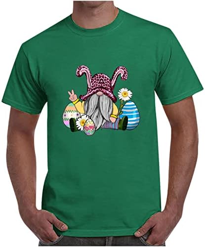 T Shirt Erkekler için Mutlu Paskalya Günü Tavşan Baskı Rahat Gevşek Kısa Kollu Yuvarlak Boyun Bluz Üst