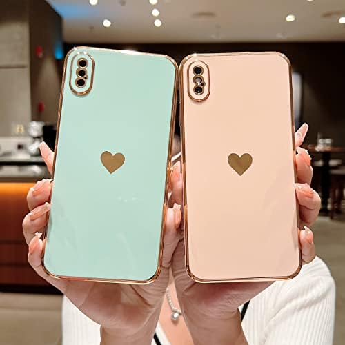 ZSYTZL ile Uyumlu iPhone Xs Max Durumda Kadınlar için Kız,Sevimli Aşk Kalp Kaplama Kenar Tampon Durumda koruma kapağı iPhone