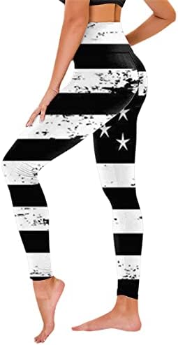 Amerikan Bayrağı Tayt kadın Karın Kontrol Bağımsızlık Günü İnce kalem pantolon Fitness Egzersiz Sıkıştırma Egzersiz Tayt
