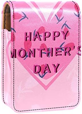 ORYUEKAN Ruj Kılıfı Ayna ile Sevimli Taşınabilir Makyaj Çantası kozmetik torbası, Anneler Günü Pembe Kalp Lale