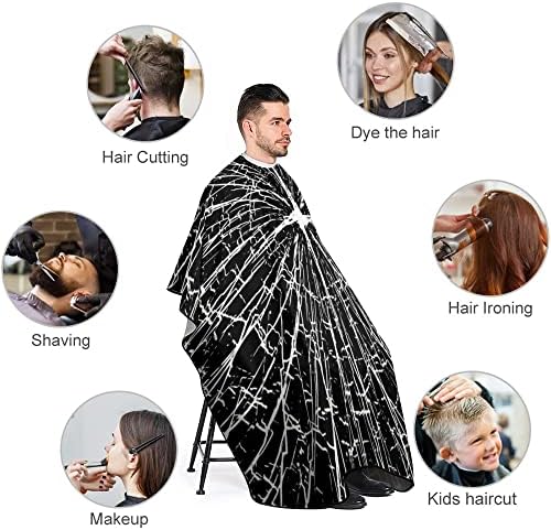 Erkekler Kadınlar için büyük saç kesme pelerin, kırık çizgiler Doku Ayarlanabilir kapatma ile siyah Salon Pelerinler Unisex
