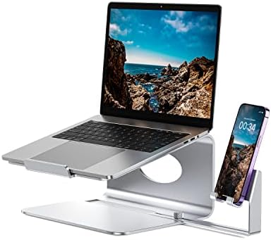 HUANUO Alüminyum Laptop Standı, Telefon Tutucu ile Dizüstü Yükseltici Ayarlanabilir Laptop Standı, Alüminyum Dizüstü Yükseltici