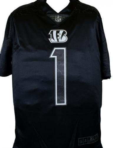 Ja'marr Chase İmzalı Cincinnati Bengals Nike Siyah RFLCTV Forması-PSA İmzalı NFL Formaları