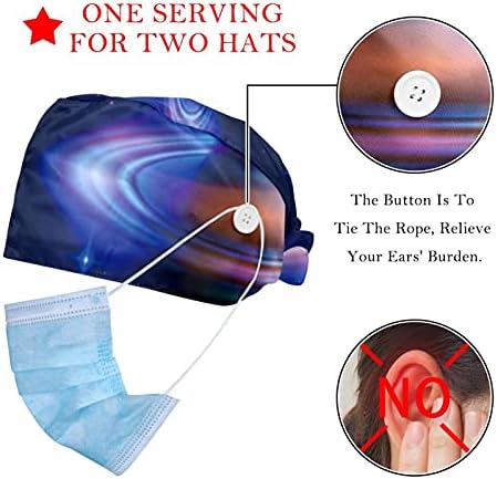 2 Paketleri Çalışma Kap Düğmesi ve Ter Bandı ile Ayarlanabilir Kabarık Şapka Kravat Geri Erkekler Kadınlar için Kırmızı Mavi