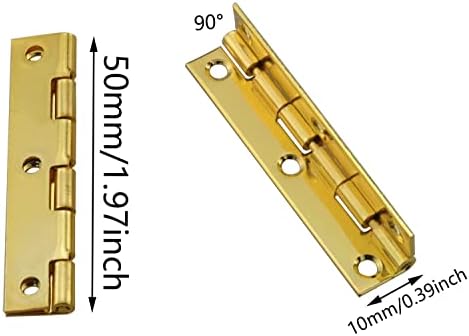 Piyano Menteşe ZCZQC 6 ADET 10x50mm / 0. 39x1. 97 inç 90 Derece Altın Metal Uzun Katlanır Butt Menteşeler Fileto Köşe Küçük