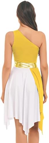 VernLan Bayan Latin Bale Dans Lirik Elbise Yüksek Düşük Hem Elbiseler Giyim Modern Çağdaş Performans Kostüm Yellow_A Orta