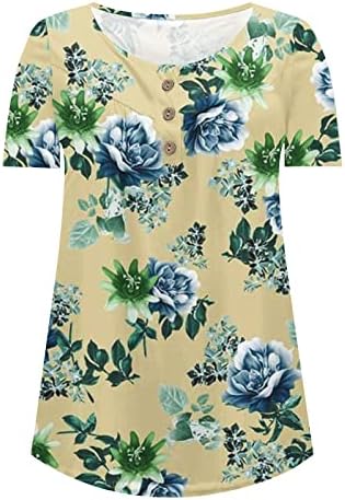 lcepcy kadın Gizlemek Göbek Tunik Üstleri 2023 Yaz Kısa Kollu Henley Tişörtleri V Boyun Düğmesi Gevşek Fit Bluz tayt