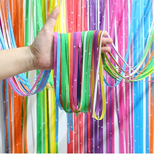Lomyundar Renkli Folyo Saçak Perdeleri Parti Süslemeleri (1 Paket,3.3 ft x 8.2 ft),fotoğraf arka fonu Parti Flamalar için