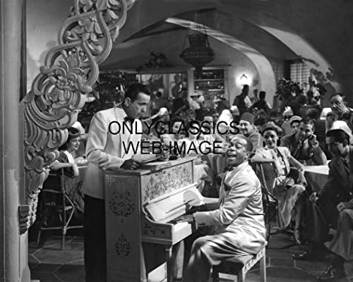 Sadeceklasikler 1942 Kazablanka Film Fotoğrafı İkonik Piyano Sahnesi Humphrey Bogart Rick's Cafe & BAR