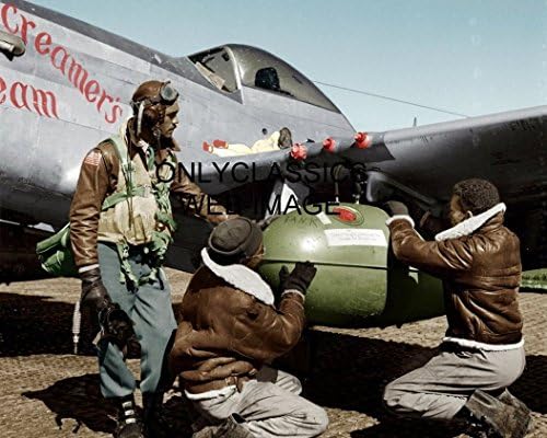 OnlyClassics 1945 İKINCI dünya savaşı Tuskegee Havacılar Siyah Savaş Pilotları 8X10 Fotoğraf Kreması Rüya Burun Sanat