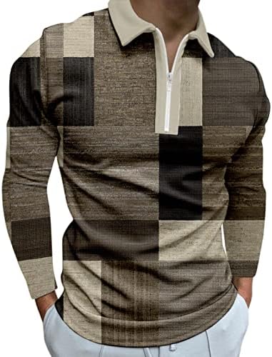 XXBR 2022 Yeni polo gömlekler Mens, Uzun Kollu Ekose Yatak Açma Yaka Golf Üstleri Streetwear Casual Kas Tasarımcı Gömlek