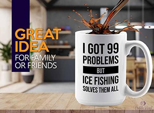 99 sorunum var Kahve Kupa 15oz Beyaz Buz Balıkçılığı Çözer-Bas Balıkçılık Biriktirici Tekne Severler Lures Çubuk Komik Balıkçı