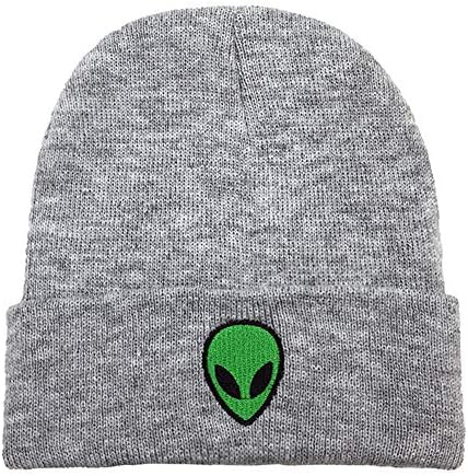 LOCOMO Erkek Kadın Bere Kafatası Şapka Alien Kafa Logo Tasarım Kap Kış Sıcak