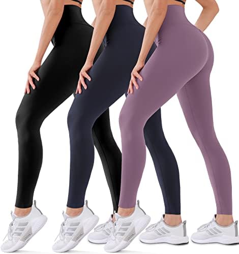 Hmuuo 3 Paket Tayt Kadınlar için Popo Kaldırma Yüksek Belli Karın Kontrol See-Through Yoga Pantolon Egzersiz Koşu Tayt