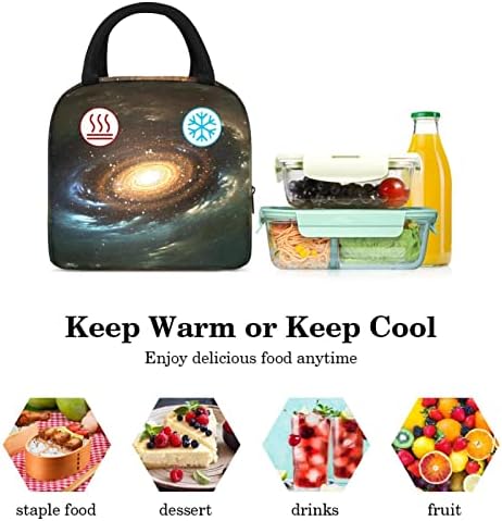 Uzay ile Spiral Galaxy ve Yıldız Boya Öğle Yemeği Çantası Yalıtımlı Öğle Yemeği Kutusu Piknik Çantası Açık Okul Seyahat Gıda