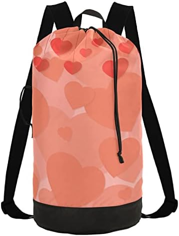 Sevgililer Günü Kağıt Kalpler omuz Askılı çamaşır torbası Çamaşır sırt çantası İpli Kapatma Asılı Sepet Kamp Koleji Yurt