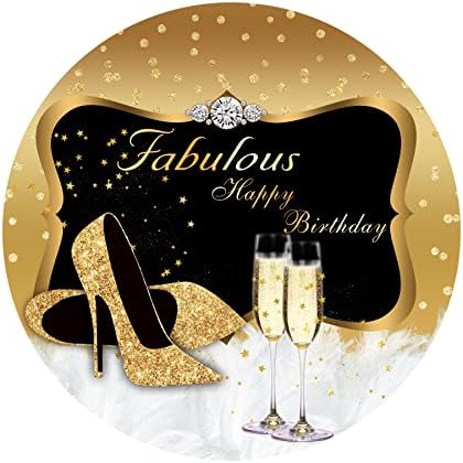 DASHAN Mutlu Doğum Günü Zemin Kadınlar için Siyah ve Altın Doğum Günü Partisi Süslemeleri Yuvarlak Zemin Topuklu şampanya
