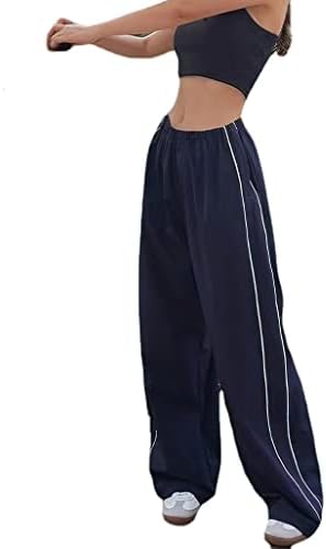 MANGMAO Bayan Y2k eşofman altları Y2k Giyim Paraşüt Pantolon Yüksek Belli Kargo cepli pantolon Moda Baggy Sweatpants
