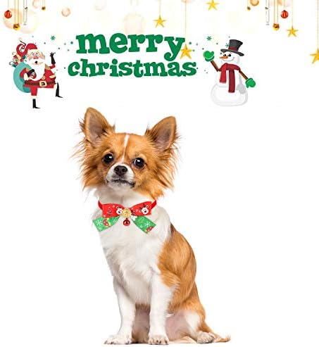 QKURT 3 paket Noel evcil hayvan tasması, ren geyiği Noel ağaçları ile Noel kedi köpek tasması Kar tanesi desen papyon ve
