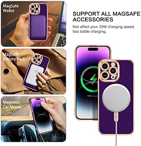 BENTOBEN Manyetik iPhone 14 Pro Max Telefon Kılıfı [MagSafe ile Uyumlu] İnce Lüks Elektroliz Tampon Kamera Lens Koruyucu