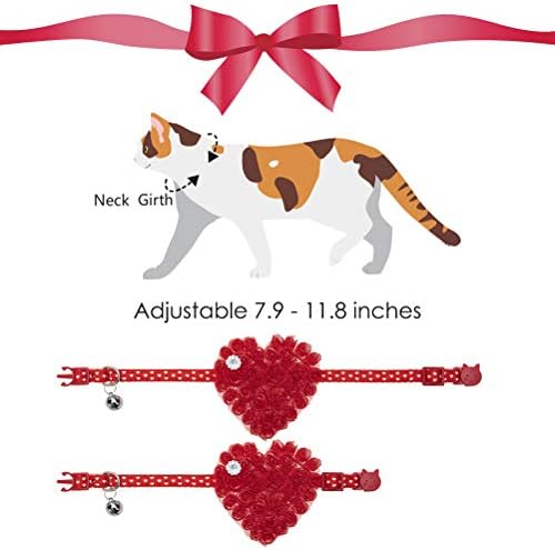 Pet Yaka, 3 Paket sevgililer Kedi Yaka Çan ile Ayarlanabilir Aşk Kalp Yaka Yavru Kedi Köpek için
