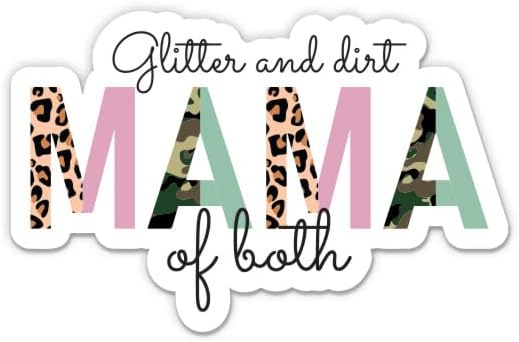 Glitter ve Kir Anne Her İki Etiket-5 laptop etiketi-Su Geçirmez Vinil Araba, Telefon, Su Şişesi-Kız Erkek Anne Çıkartması
