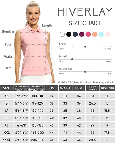 Polo gömlekler Kadınlar için Kolsuz Golf Tenis Tankı Üstleri UPF 50 + Hafif