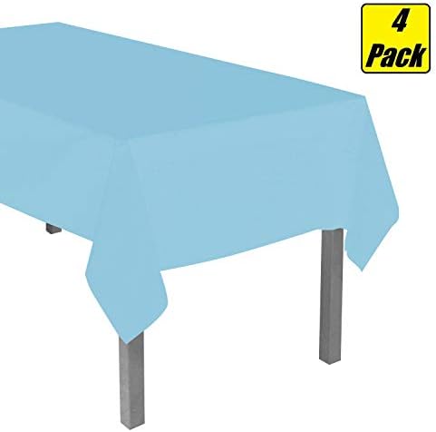 Tek Kullanımlık Plastik Masa Örtüleri (4'lü Paket, 54 x 108) (Açık Mavi)