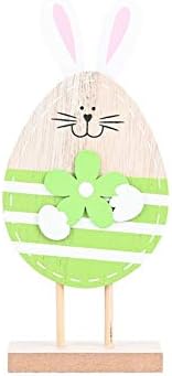 Cakına Yenidoğan Kadın Ay Elbise Paskalya Ahşap Yumurta Şeklinde Sevimli Tavşan Ev Dekorasyon Süsler Köpük Topu (Yeşil, Pembe,