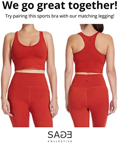 Adaçayı Activewear kadın Nem Esneklik Uzun Çizgi V Boyun Racerback Yoga Raf spor sutyeni