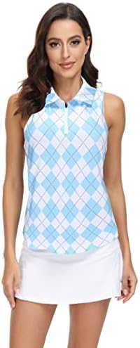 TrendiMax Bayan 2 Paket Kolsuz golf gömlekleri UPF 50 + Baskılı POLO GÖMLEK Atletik Egzersiz Tankı Üstleri Kadınlar için