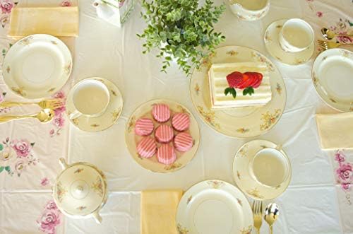 Çay Partisi Çiçek Masa Örtüsü, 58 x 87 inç, Uzun Dikdörtgen Kır Çiçeği Masa Örtüsü, Doğum Günü Partisi, Çay Partisi Süslemeleri,